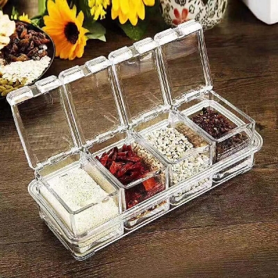Picture of Kitchen Organizer: Clear Seasoning Jars with Lids for Condiment Storage - 