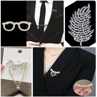 Picture of Combo Brooch Men Women Elegant Brooches Costume Lapel Pin Office Jewelry Shiny Female Party Banquet Accessories - Multicolor