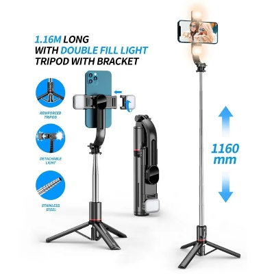 Picture of Enhanced Selfie Experience with L13D: Wireless Bluetooth Selfie Stick, 116cm Extended Tripod, Dual Fill Lights, and Remote Shutter for Live Broadcasting - Multicolor