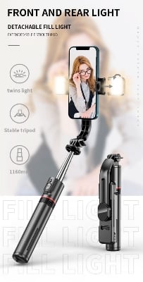 Picture of Enhanced Selfie Experience with L13D: Wireless Bluetooth Selfie Stick, 116cm Extended Tripod, Dual Fill Lights, and Remote Shutter for Live Broadcasting - Multicolor