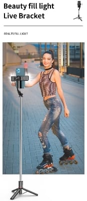 Picture of Enhanced Selfie Experience with L13D: Wireless Bluetooth Selfie Stick, 116cm Extended Tripod, Dual Fill Lights, and Remote Shutter for Live Broadcasting - Multicolor