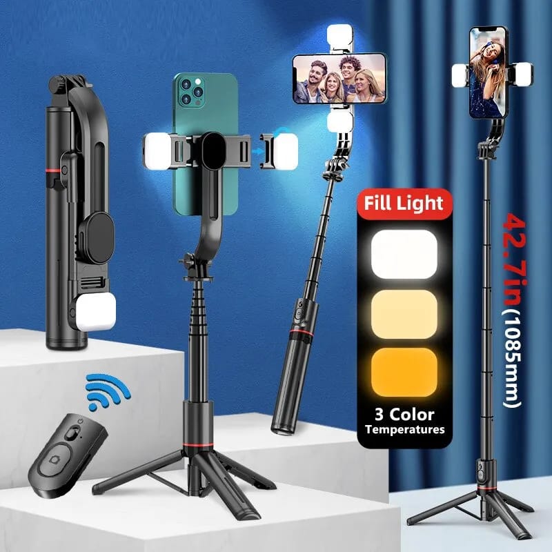 Picture of Enhanced Selfie Experience with L13D: Wireless Bluetooth Selfie Stick, 116cm Extended Tripod, Dual Fill Lights, and Remote Shutter for Live Broadcasting - Multicolor
