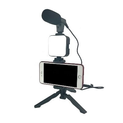 Picture of Versatile Photography Equipment: Mobile Phone Stand, Microphone, and Fill Light Combo for Live Broadcasting - Black