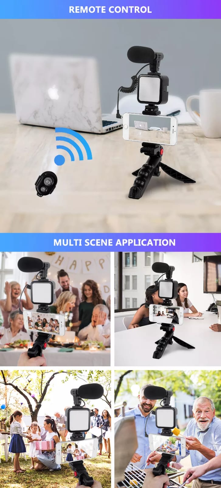 Picture of Versatile Photography Equipment: Mobile Phone Stand, Microphone, and Fill Light Combo for Live Broadcasting - Black