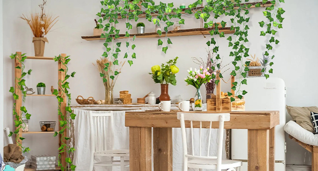Picture of 15-Foot Artificial Ivy Wall Decor: Versatile Greenery Garland for Home, Office, or Wedding - Multicolor