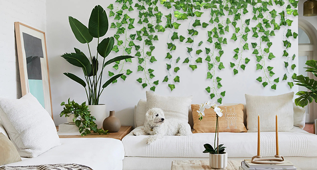 Picture of 15-Foot Artificial Ivy Wall Decor: Versatile Greenery Garland for Home, Office, or Wedding - Multicolor