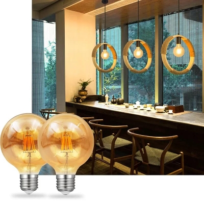 Picture of Dimmable Amber G125 LED Filament Bulbs - Vintage Retro E27 Lamp - 6W (Equivalent to 4W) - Antique Glass Ball Design - 110V and 220V - Bombillas - Multicolor