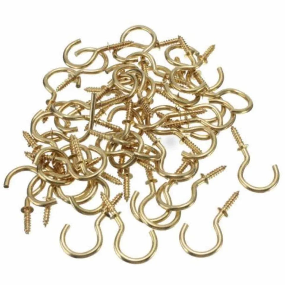 Picture of Pack of 10 Big Size Golden Cup Hooks - Wall Hanger Set - Gold