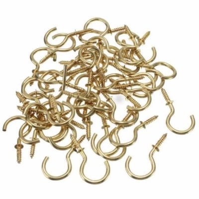 Picture of Pack of 10 Big Size Golden Cup Hooks - Wall Hanger Set - Gold