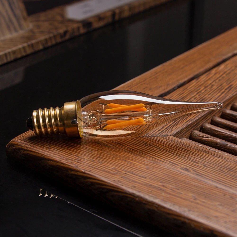 Picture of Pack of 10 Dimmable Amber Glass LED Bulbs - E14 Base - 4W Filament - Warm White