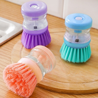 Picture of Automatic Kitchen Dish Brush with Liquid Dispenser - Gentle on Pans, Effortless Cleaning - 