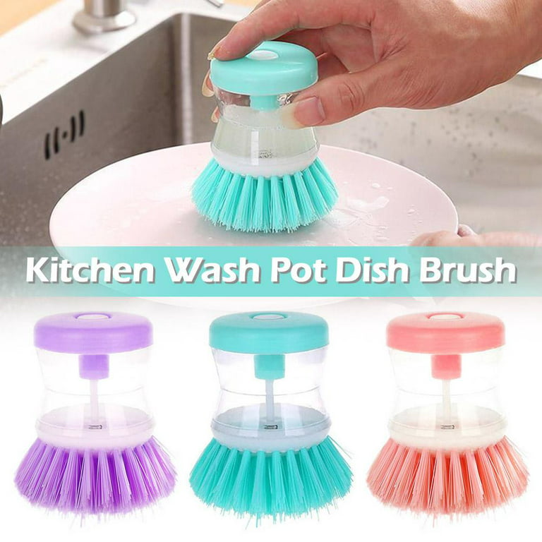 Picture of Automatic Kitchen Dish Brush with Liquid Dispenser - Gentle on Pans, Effortless Cleaning - 