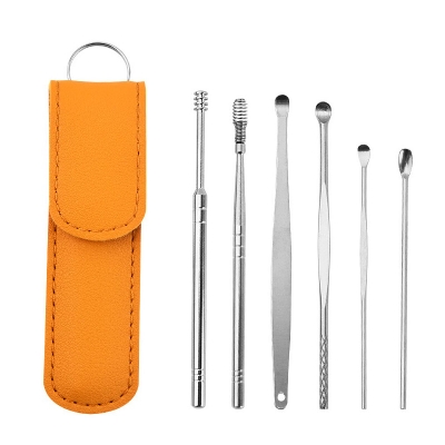 Picture of Healthcare Earpick Kit - 6 Ear Wax Removal Tools Including Ear Cleanser Spoon - Multicolor