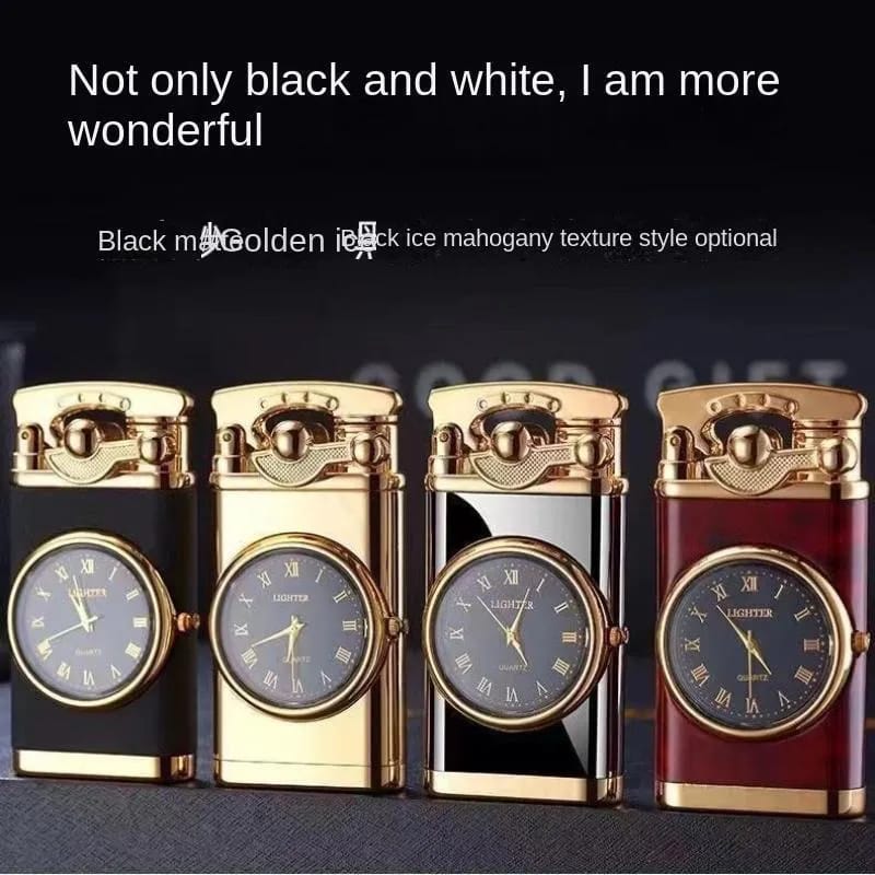 Picture of Men's Creative Lighter: Watch-Infused Metal Design with Blue Gas Flame and Tan Jet Torch - Ideal Gift for Gadget Enthusiasts - Multicolor