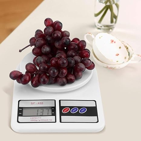 Picture of Kitchen Scale - 5KG / 5000g Electronic Digital Scales with LCD Display, Precise Weight Measurement for Food, Home, Office, and Mail Room - White