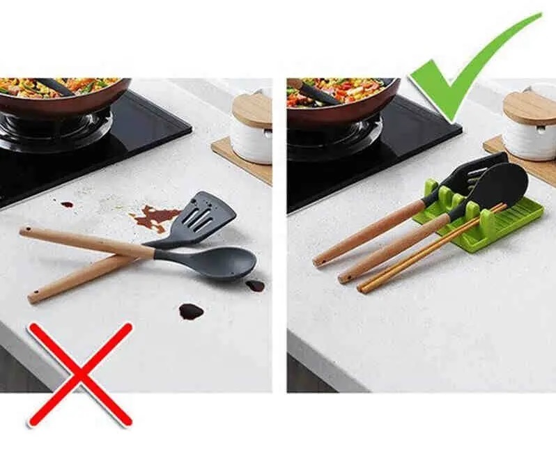 Picture of Kitchen Organizer Rack - Spoon Rest Holder for Spoons, Forks, Spatulas, and Pot Lids - Multicolor