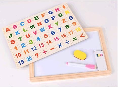 Picture of 6-Piece Wooden Writting Board with Magnetic Puzzle Game for Toddlers - Multicolor