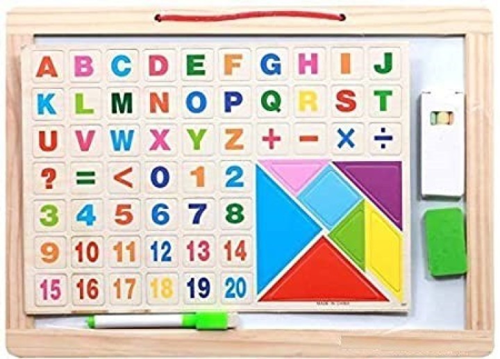 Picture of 6-Piece Wooden Writting Board with Magnetic Puzzle Game for Toddlers - Multicolor