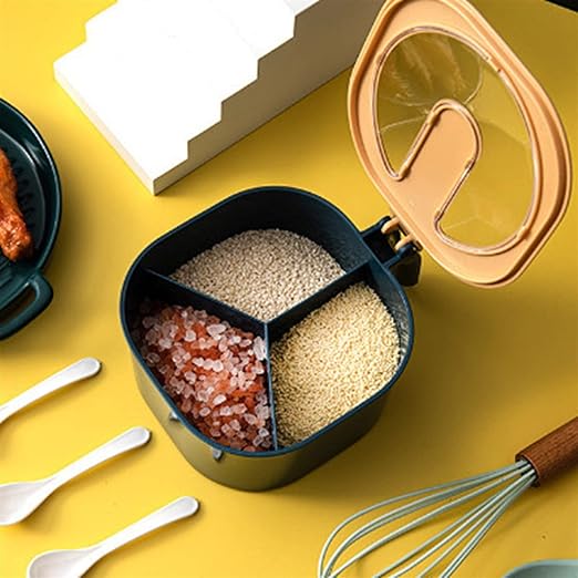 Picture of Kitchen Condiment Cruet Storage Container - 4 in 1 Spice Jar Set - Salt and Pepper Seasoning Box - Spice Rack - Seasoning Bottle - Multicolor