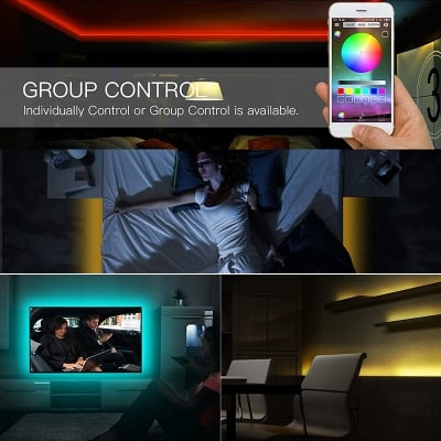 Picture of Enhance Your Home Decor with App-Controlled RGB LED Strip Lights - USB Powered 5050 - Multicolor