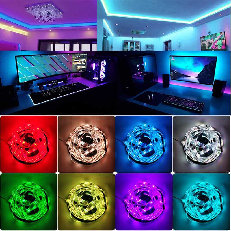 Picture of Enhance Your Home Decor with App-Controlled RGB LED Strip Lights - USB Powered 5050 - Multicolor
