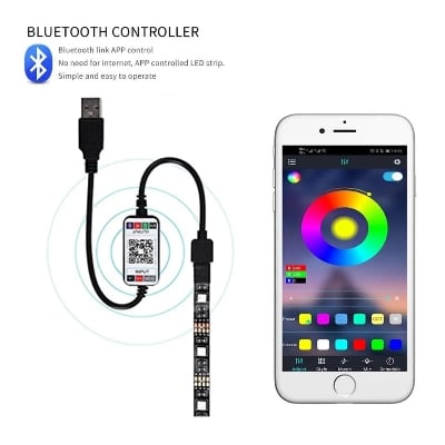 Picture of Enhance Your Home Decor with App-Controlled RGB LED Strip Lights - USB Powered 5050 - Multicolor
