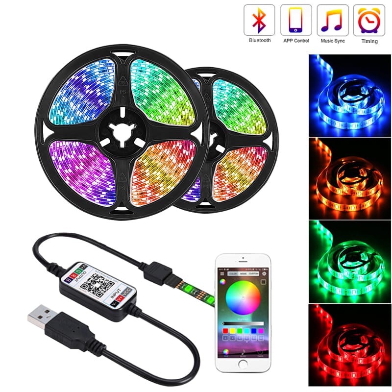 Picture of Enhance Your Home Decor with App-Controlled RGB LED Strip Lights - USB Powered 5050 - Multicolor
