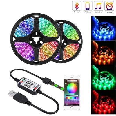 Picture of Enhance Your Home Decor with App-Controlled RGB LED Strip Lights - USB Powered 5050 - Multicolor