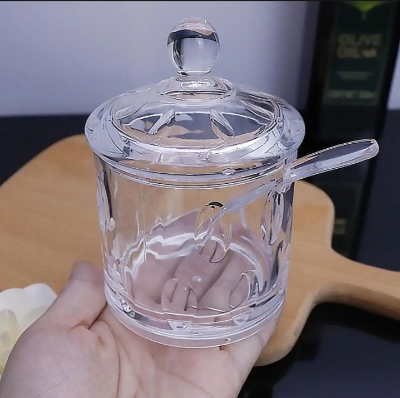 Picture of Jam Jar Acrylic Clear Salt Sugar Kitchen Storage Container jar - CLEAR