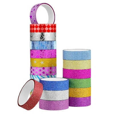 Picture of 10 Rolls Washi Masking Tape Set Decorative Glitter Tape Set for DIY Craft Scrapbook Gift Wrapping - Multicolor