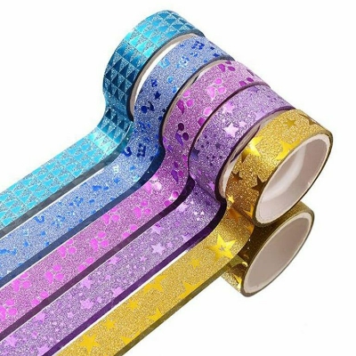 Picture of 10 Rolls Washi Masking Tape Set Decorative Glitter Tape Set for DIY Craft Scrapbook Gift Wrapping - Multicolor