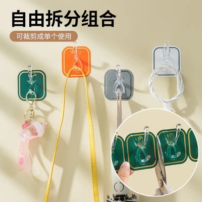 Picture of 6pcs Transparent Adhesive Hooks: Unobtrusive Mounting for Wall Decor and Everyday Essentials Tapestries & Hangings - Multicolor