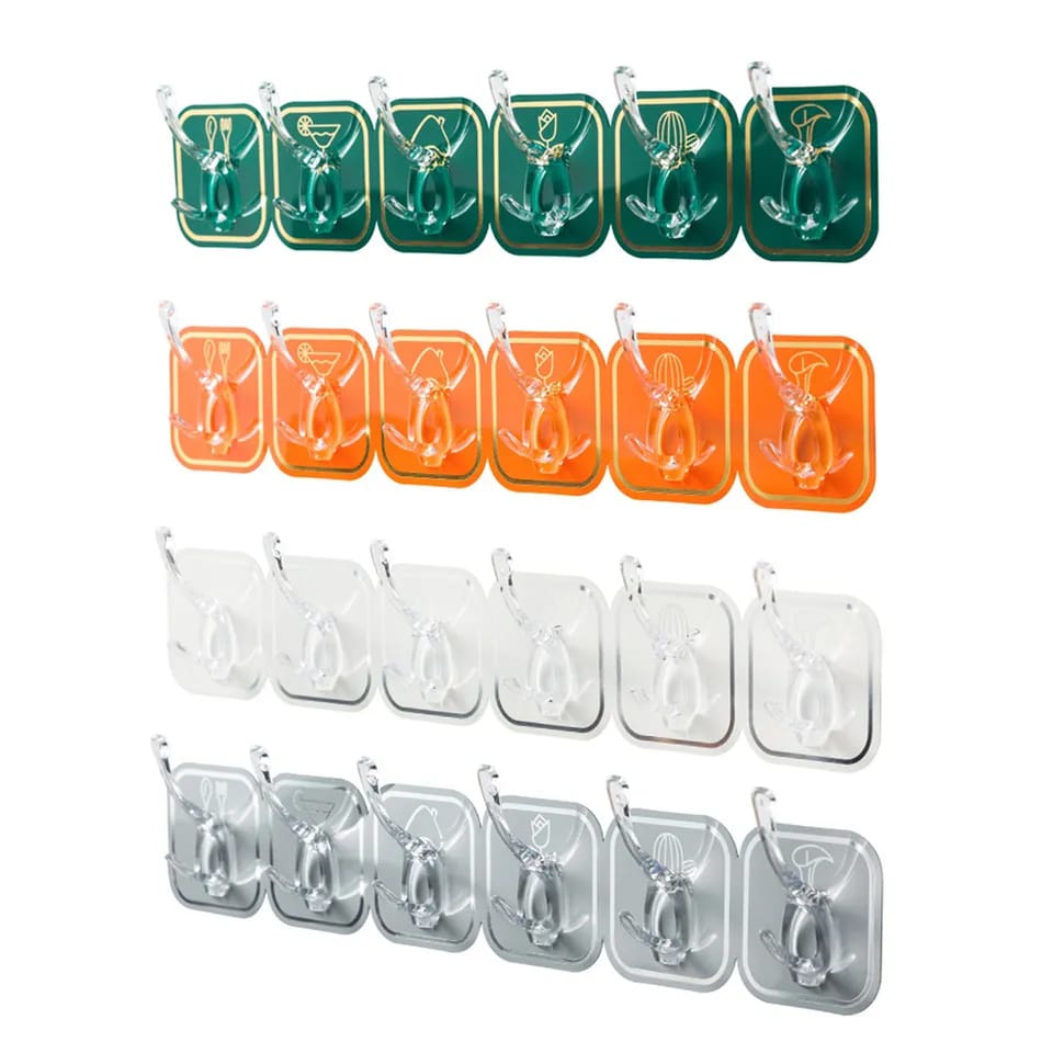 Picture of 6pcs Transparent Adhesive Hooks: Unobtrusive Mounting for Wall Decor and Everyday Essentials Tapestries & Hangings - Multicolor