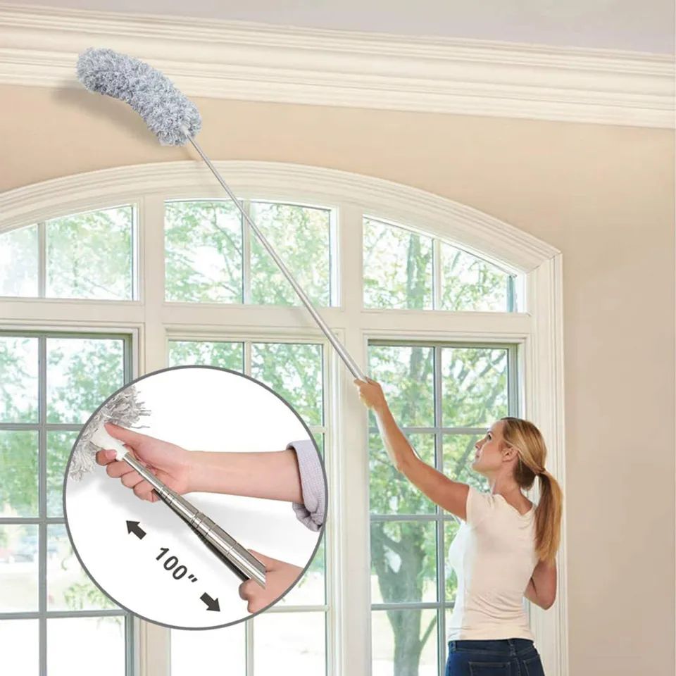 Picture of Dusting Brush for Cleaning and Dusting Feather Duster 9.5 feet - Grey