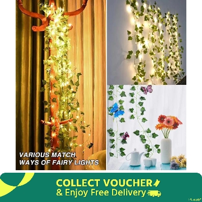 Picture of Enhance Your Home or Garden with 15 Feet of Illuminated Flower Green Leaf String Lights - Warm White