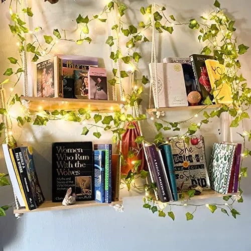 Picture of Enhance Your Home or Garden with 15 Feet of Illuminated Flower Green Leaf String Lights - Warm White