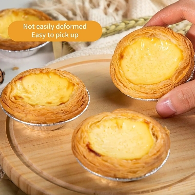 Picture of 8 Pcs Essential Kitchen Accessories for Baking Egg Tarts - Disposable Egg Tart Baking Tool Cups - Silver