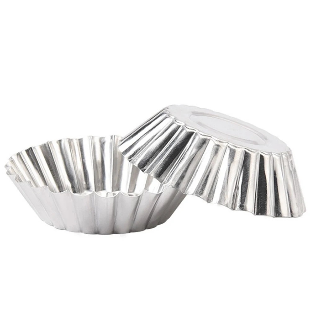 Picture of 12 Pcs Bake Delicious Egg Tarts with Ease - Disposable Nonstick Tinfoil Egg Tart Baking Cups - Silver