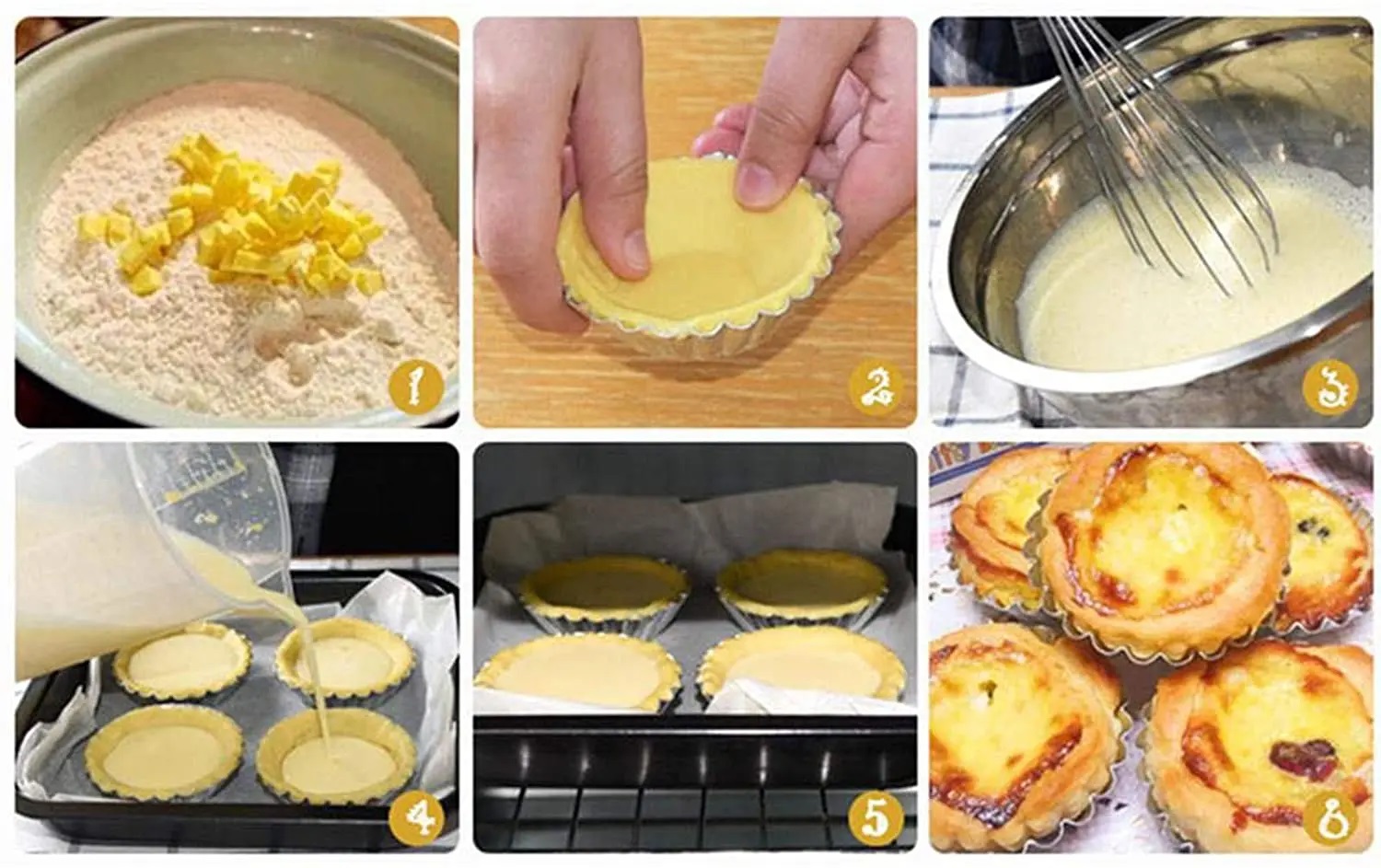Picture of 10 Pcs Essential Baking Supplies for Every Kitchen - Disposable Nonstick Egg Tart Baking Tool Cups Tinfoil Egg Tart Molds Baking Pie Tins Pans Kitchen Accessories - Silver