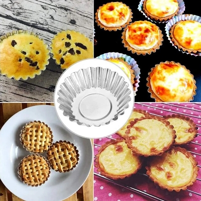 Picture of Essential Baking Tool Set: Aluminum Nonstick Cupcake, Cake, and Cookie Baking Molds (4 Pcs) - Silver