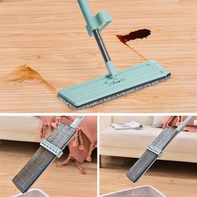 Picture of Effortless Cleaning with the Newest Microfiber Flat Mop - Hands-Free Squeeze and Washable Mop Pads - Multicolor