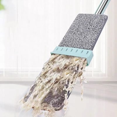 Picture of Effortless Cleaning with the Newest Microfiber Flat Mop - Hands-Free Squeeze and Washable Mop Pads - Multicolor