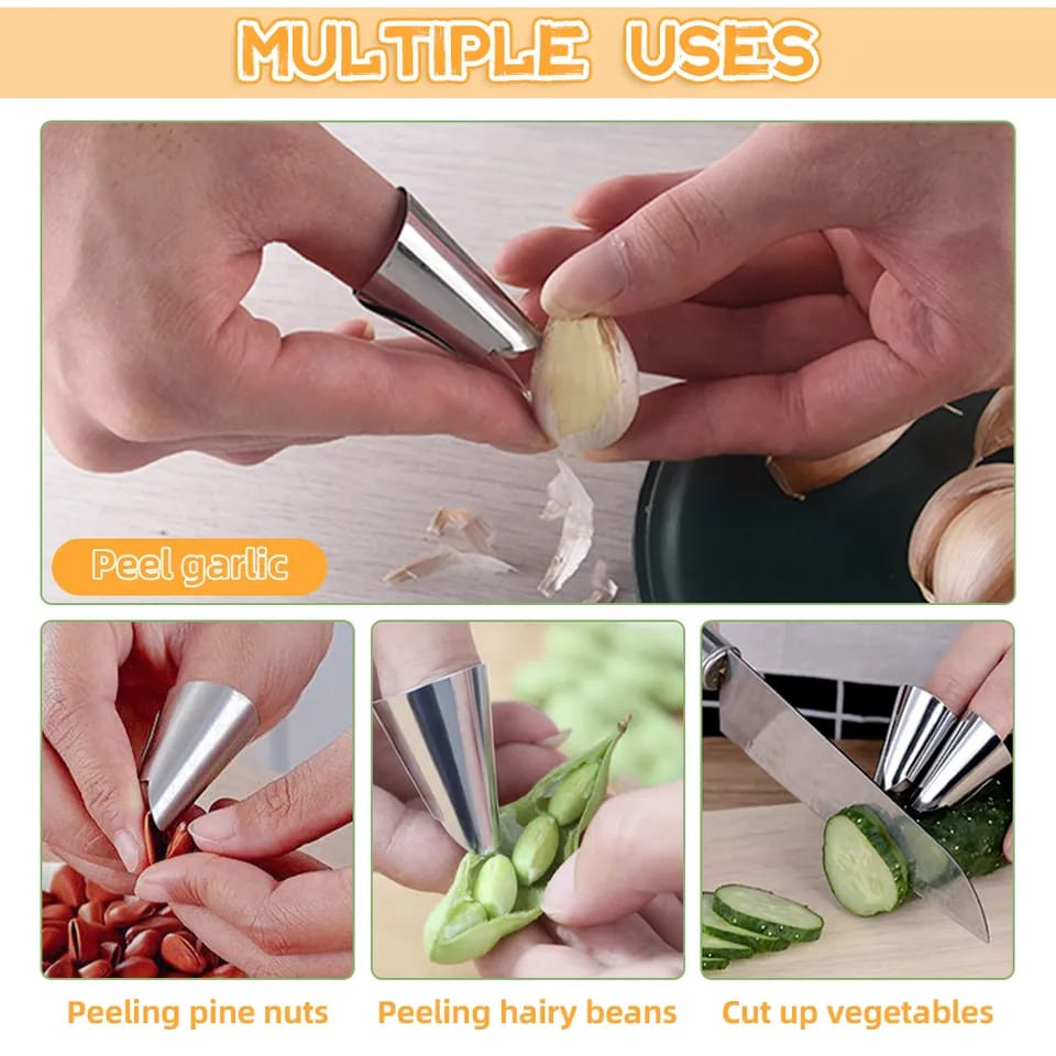 Picture of 4 pcs Safeguard Fingers While Preparing Delicious Meals: Adjustable Cutting Protector - Silver