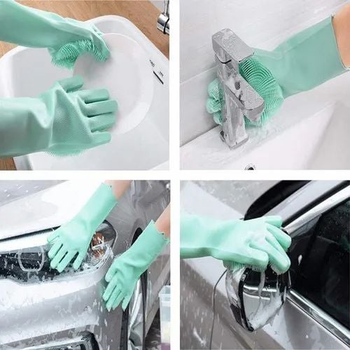Picture of Dishwashing Cleaning Gloves Magic Silicone Rubber Dish Washing Gloves - Multicolor