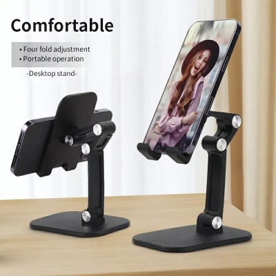 Picture of Adjustable Cell Phone Stand - Three Sections Foldable Desk Holder for Smartphone and Tablet - Flexible Desktop Solution - Multicolor