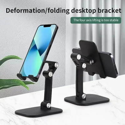 Picture of Adjustable Cell Phone Stand - Three Sections Foldable Desk Holder for Smartphone and Tablet - Flexible Desktop Solution - Multicolor