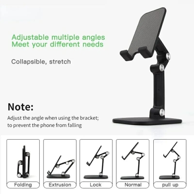 Picture of Adjustable Cell Phone Stand - Three Sections Foldable Desk Holder for Smartphone and Tablet - Flexible Desktop Solution - Multicolor