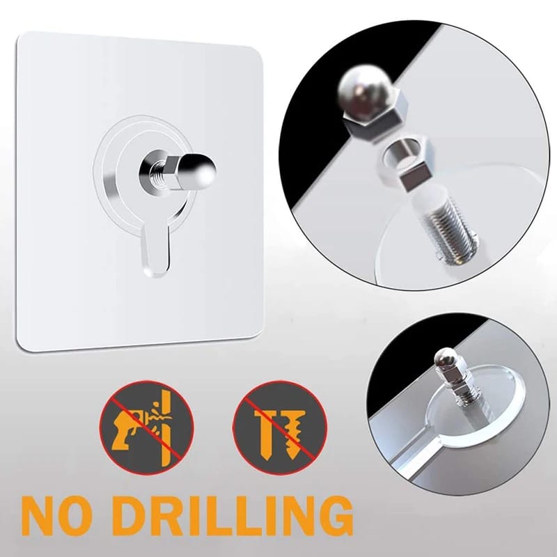 Picture of 10pcs Easy Install Heavy Duty Nail Hooks - Versatile Wall Mounts for Bathroom, Kitchen, Bedroom - Transparent, Drill-Free Adhesive Hangers - Multicolor