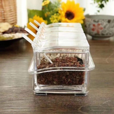 Picture of Spice Organization Made Easy - Set of 4 Clear Seasoning Boxes with Lids - Transparent Spice, Sugar, Salt Bottles - Kitchen Storage Containers with Essential Accessories - Multicolor