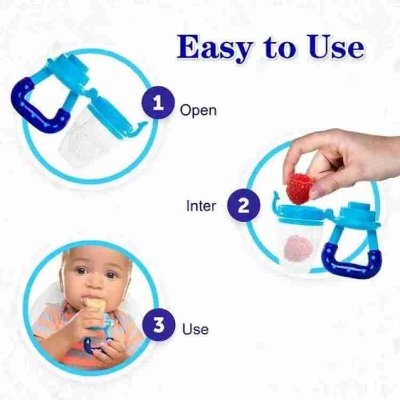 Picture of Nourish & Protect Bundle: Millionminds Baby Care Combo - Fruit/Food Feeder, Finger Brush, Bib (Multicolor) - Multicolor